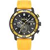 FORSINING Orologio da polso da uomo, analogico, al quarzo, sportivo, cronografo, cinturino in silicone, impermeabile, casual, alla moda, business, data, display luminoso, giallo., cinghia
