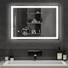 Mondeer Specchio da bagno a LED con illuminazione, 50 x 70 cm, con interruttore touch, anti-appannamento e 5 X lente di ingrandimento rimovibile, 3 colori di luce dimmerabili, per bagno (3000 K - 6500