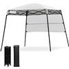 HOMASIS Gazebo Esterno Resistente con Parete Laterale, Gazebo Pieghevole e Portatile con Supporti Inclinati e Borsa per il Trasporto, Tenda Pop up per Campeggio, Spiaggia (Bianco, 210 x 210 x 210 cm)