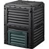 Wiltec Compostiera da 300 litri 61 x 61 x 82 cm, compostiera da giardino in plastica per rifiuti organici, con coperchio e sportello inferiore per lo svuotamento