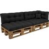 POKAR Set di Cuscini per Europallet Impermeabile da 6 pezzi: 2x 120x80 + 2x 120x40 + 1x 60x40 + 1x 40x40, per Divano da Giardino, senza Pallet, Nero