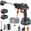 Hondony Rondella ad alta pressione wireless 62 bar e caricatore 21 V portatile Jet Hawk idropulitrice portatile ad alta pressione con ugello regolabile 6 in 1 e tubo lungo 5 m/16,8 piedi per auto, finestre