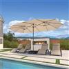 PURPLE LEAF Ombrellone da Giardino Esterno 455 x 270 cm in Alluminio, Grande Ombrellone Doppio con Piedino, per Terrazza, Giardino, Balcone e Piscina, Beige