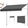 LIFERUN Tenda da sole a clip senza foratura 350×120cm con Manovella, Regolabile in altezza e inclinazione, Impermeabile resistente ai raggi UV, Protezione solare per Balcone Terrazzo, Grigio