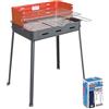 Filcasalinghi Mega MOD. 860, Barbecue Fornacetta a Carbone e Carbonella con Graticola, Nero/Rosso, 63x43x88 cm