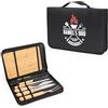 Wanapix | Set per Barbecue Personalizzato | Include 6 Accessori (2 coltelli, Affilatore, Trinciatrice, Pinzette, Tavola) | Custodia Personalizzata con Nome e Testo | Best BBQ