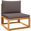 vidaXL Divano da Giardino Senza braccioli con Cuscini in Legno di Acacia e Rattan