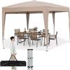 RELAX4LIFE Gazebo Esagonale, Tenda Pop-Up 400 x 348 cm con 3 Altezze Regolabili, Borsa da Trasporto, Gambe Vestite, Tessuto Rivestito in Argento, Ombra Solare per Esterni per Campeggio, BBQ, Feste