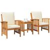 vidaXL Set Divano da Giardino con cuscino 3 pcs Olio Naturale, Set di divani da giardino eleganti, mobili outdoor moderni, posti comodi per rilassarsi all'aperto