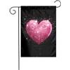 Wzywhj Bandiera da giardino con stampa glitter rosa a forma di cuore rosso su entrambi i lati, decorazione per cortile, 30,5 x 45,7 cm