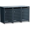 Metzler box pattumiere antracite con fascia a strisce 3x240L, rivestimento per 3 vasche, acciaio verniciato a polvere resistente