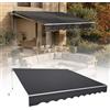 HENGMEI Tenda da sole per balcone, con braccio snodato, 360 x 300 cm, con manovella, protezione solare per cortili, balconi, grigio