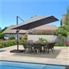 PURPLE LEAF Ombrellone Decentrato 3 x 3 m Quadrato Ombrellone da Giardino Esterno Inclinabile e Rotazione 360°, 8 stecche in Alluminio Tessuto 240 g/m² con Protezione UPF 50+, Grigio chiaro