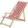 Erst-Holz Sedia a Sdraio a Righe Bianco-Rossa con braccioli in Faggio Chiaro da Spiaggia 10-314N