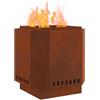vidaXL Focolare Senza Fumi Ruggine 48 x 48 x 51 cm, Giardino e terrazza, Moderno braciere, Senza fumi, Camino Esterno, Riscaldamento Durevole, Perfetto per socializzare