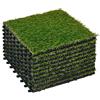 Outsunny Erba Finta da Esterno Sintetica 30x30cm 10 Pezzi, Prato Artificiale Realistico Anti-UV per Patio Balcone Giardino, Verde Scuro