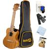 RockJam Kit ukulele tenore premium con accordatore, borsa da concerto, cinghia, plettri e corde di ricambio, 4, destra, naturale, completo (RJUK-712T-N)