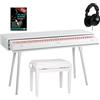 Classic Cantabile DP-730 WP - Pianoforte Digitale set 88 Tasti pesati Tastiera Ponderati Azione del Martello - Tavolo con pianoforte elettrice incorporato - Con panca, pedaliera, cuffie - Bianco opaco