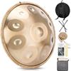 BIILOYY Handpan 432 Hz Re Minore, 10 Note 22 Pollici Tamburo in Acciaio Handpan Strumento Musicale, con Borsa Morbida, Mazze Per, Tripode, Panno Antipolvere, Percussioni Armoniche Per La, Yoga