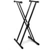 GEWA Supporto per Tastiera KS-50B - Easy Gear System - Doppio - Tubo d'acciaio - Pieghevole - Altezza 70-100 cm - Altezza e larghezza regolabili - Portata fino a 30 kg - Peso 4,2 kg - Nero