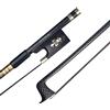 SURVEAL - Archetto per violino professionale in fibra di carbonio, bastone tondo con crini di cavallo della Mongolia e rana in ebano intagliato - Bel suono - Misura 4/4 (Nero)