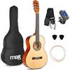 MAX SoloArt - Chitarra 3/4 per bambini a partire da 6 anni, chitarra acustica junior con custodia, plettro, tracolla e accessori per le corde, chitarra 3/4 per bambini dai 6 anni, chitarra in legno
