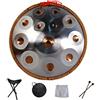 RongJ Handpan armonico Drum Hand Pan 9 10 12 14 Note Strumento a percussione Professionale Handpan in Acciaio con Borsa da Viaggio Decorazione in Corda e Mazze per Meditazione Yoga Zen