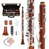 Yinfente Clarinetto in palissandro Eb clarinetto per studenti principianti con 2 barili, custodia rigida, kit di pulizia, bocchino, grasso per sughero, guanti, ance per clarinetto professionale e