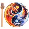 Shenrongtong Tamburo sciamanico, tamburo sciamanico a mano, tamburo siberiano in pelle PU con bacchetta, tamburo spirituale circolare, tamburo musicale in legno vintage per guaritore del suono