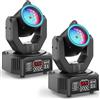Yespick Lira LED 30W Mini Luce Discoteca Dot Beam a Testa Mobile, Set di luci LED RGB con Telecomando Luce Effetto Gobo con Apertura DMX512 per Scena Party Club DJ 2PCS