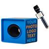 qiqule Microfono personalizzato Logo Live Equipment Box Cube Triangle Interview Box Karaoke mic Bandiere (blu)