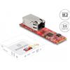 Delock Convertitore M.2 Key B M maschio a 1 porta RJ45 25 Gigabit LAN orizzontal