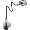 SAIJI Supporto per telefono da letto a collo d'oca, supporto flessibile a braccio lungo per scrivania, staffa a clip con morsetto, supporto per iPhone, supporto per telefono cellulare, documenti,