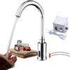 TuBanRen Rubinetto Con Sensore A Infrarossi, Rubinetto Automatico Con Miscelatore Bagno Lavabo Alto 32 Cm, Rubinetto Senza Contatto Battery Ottone Antibatterico Resistente Alla Corrosione (Acqua Fredda)