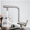 SJQKA-Miscelatore Cucina Sottofinestra Tre Vie, Monocomando Pieghevole, Caldo E Freddo, Materiale In Ottone Senza Piombo (Spazzolato)