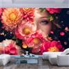 JIAOQSS Carta da parati murale con arte 3D Giganti Muro Bambini Home Art Wall Sticker Rivestimento Fai Te Adesivi Della Di Negozio Dell'Ufficio Del Salone Fiori viso donna