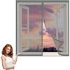 CHUNRONG Zanzariera Magnetica per Porta Finestra 140 x 160 cm Zanzariera a Tenda Resistente Nastro per Montaggio a Strappo per Ideale per Porte da Balcone, Grigio