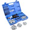 Wiltec Set pinza rivettatrice con 5 punte e 150 dadi a rivetto M5/M6/M8/M10/M12 30 pz. ciascuno