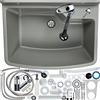 gospo Bacino di versamento del gospo con raccordo a trazione, lavandino 61 x 44 x 23,5 cm, lavaggio con distributore di sapone, sifone, lavandino tra cui accessori, bagno, vanità industriale (grigio)