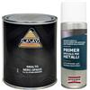 MASTERBRICO Kit Smalto Nitrosintetico Nero Opaco 750 ml + Fondo Riempitivo Speciale Metalli 400 ml - Sistema Completo per Primer e Finitura su Metallo e Superfici Industriali