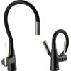 Rea - Rubinetto Cucina Icon Nero/L.Oro Miscelatore Lavello Cucina In Ottone Miscelatore Monocomando Caldo E Freddo Regolabile Girevole A 360° (Nero/Oro Chiaro) 52x9,8x52cm