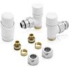 Inbagno Coppia valvole per termoarredo in acciaio bianco con raccordi per multistrato 16x2 mm, COMPLETA di testa termostatica con sensore a liquido