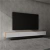 doporro Mobile Porta TV Sospeso 320 cm con 4 Ante Marrone Chiaro e Bianco Opaco, Credenza Bassa da Soggiorno Salotto, Madia Consolle Bicolore per TV Fernsehschrank02