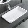 Mai & Mai Lavabo da Incasso 60x38x12cm, Lavandino Bagno Rettangolare Colossum104 Lavabo da Minerale Fuso, Bianco Lucido