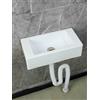 XRB2050 Lavabo da Bagno, 40x20x11cm/15.7x7.9x4.3inch Mini Lavabo in Resina, Lavabo da Parete Rettangolare per Bagno Guardaroba WC Bianco 150cm Conduttura Fognaria