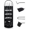 FIVMEN Set di posate per camino, 5 pezzi, colore nero, accessori per camino, con scopa, pala per cenere, grembiule, pinze e supporto per utensili da forno