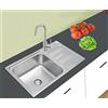 Omeere, 75 x 45 x 18, lavello da cucina, in acciaio inox 304, spessore del materiale: 0,8 mm, lavello, lavello, lavello da incasso, rettangolare, 1 vasca, piccola cucina (superficie orientata a