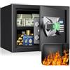 BlackSmith Cassaforte, BlackSmith Safe per la casa piccola 35x25x25 cm, cassaforte di sicurezza digitale con impronta digitale biometrica e doppio avviso, borsa ignifuga, cassaforte da parete per ufficio e hotel