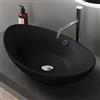 doporro Lavabo Bagno da Appoggio Ovale 59x38,3x19,2 cm, Lavamani Soprapiano | Lavandino per Bagno in Ceramica, Colore Nero, Finitura Opaca, Superficie con Effetto Loto, Sistema con Troppopieno