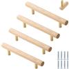 PIYYQNY Pomelli Per Armadietti 4 Pezzi Maniglie Per Mobili In Legno Base In Ottone Maniglie In Legno Vintage Adatte Per Cucina Cassettiera Cassetto Camera Da Letto(Faggio 320mm)